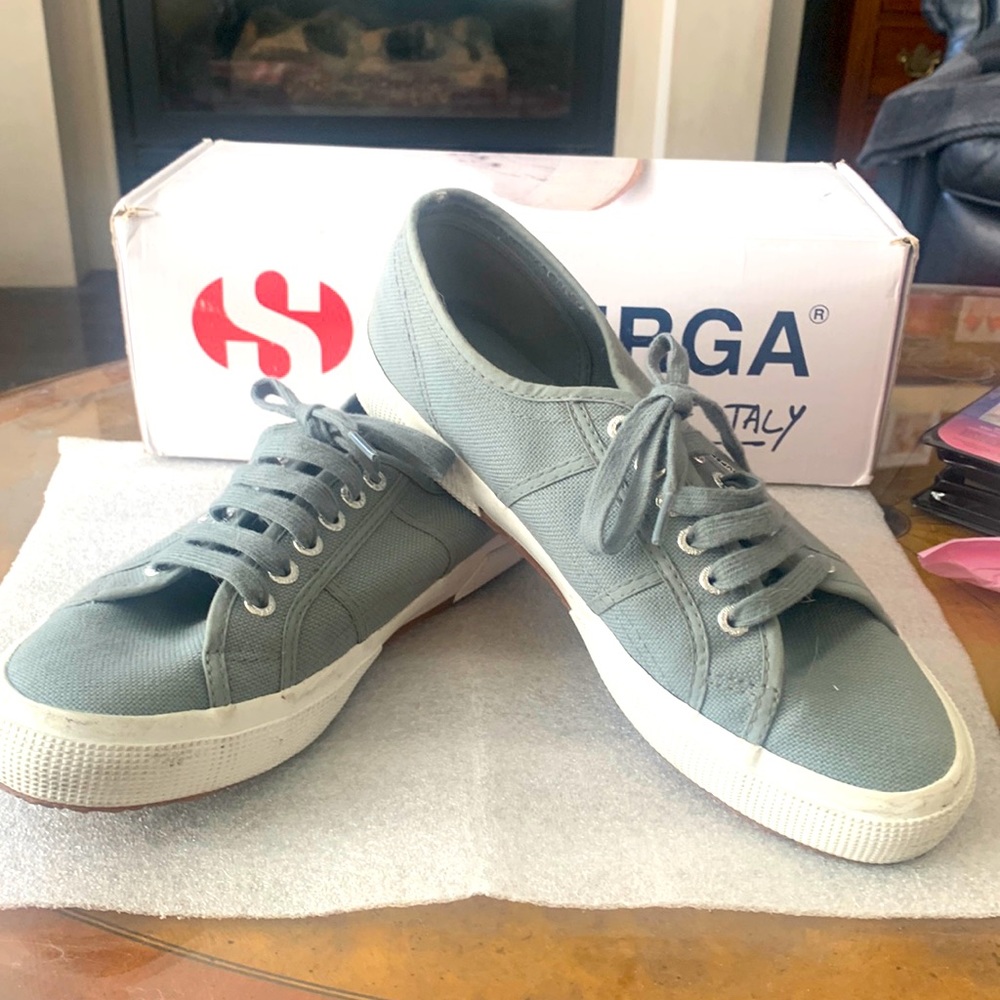 Superga grey canvas running shoe , made in Italy